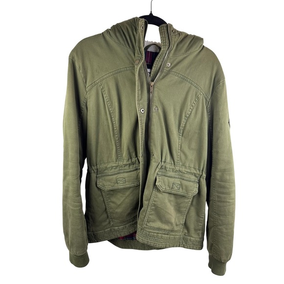 Hollister Jackets & Blazers - Hollister Heritage Collection Utility Jacket Olive Green Sherpa Hood Plaid XL